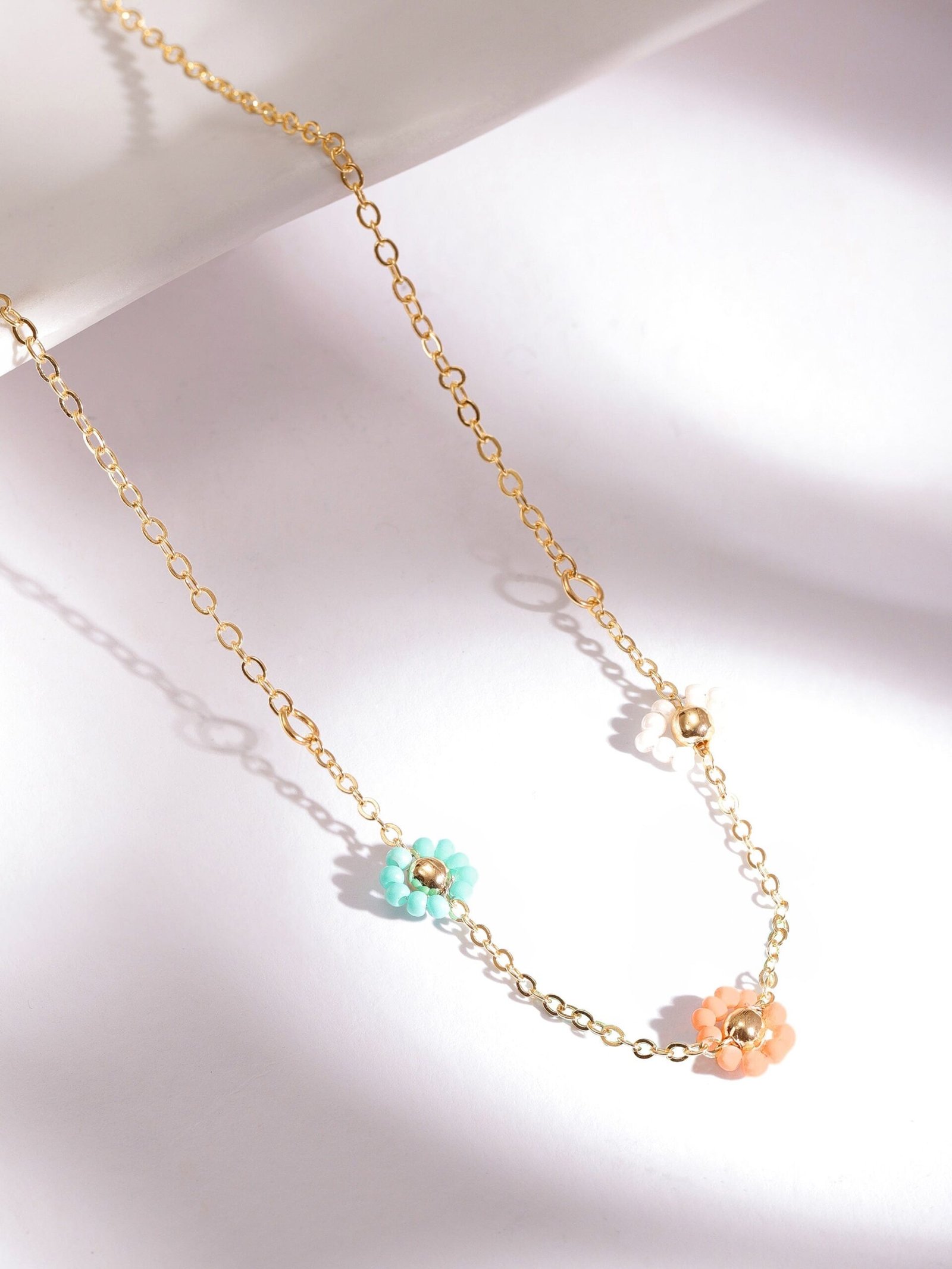 Rubans Voguish Multicolour Floral Beaded Triple Layered Necklace - Image 3