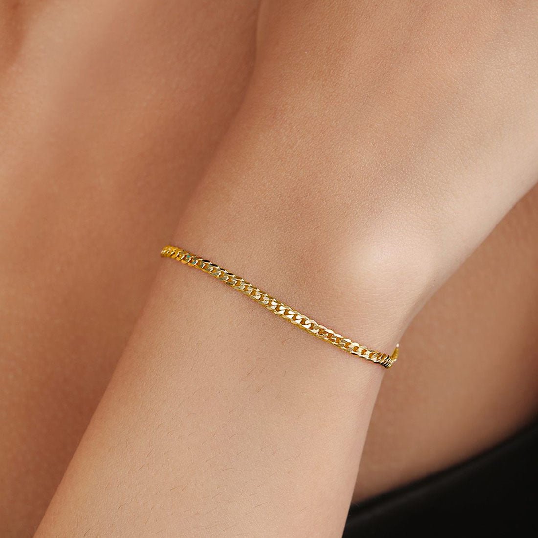 Minimalist Rose Gold & Gold-Plated  Sterling Silver Women's Curb Chain Bracelet