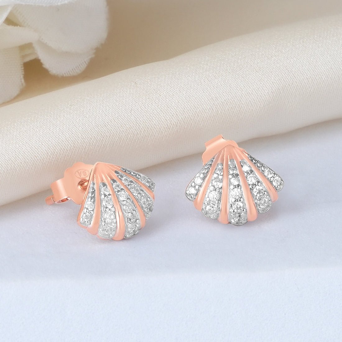 Sparkling Rose Gold Plated  Sterling Silver Earrings