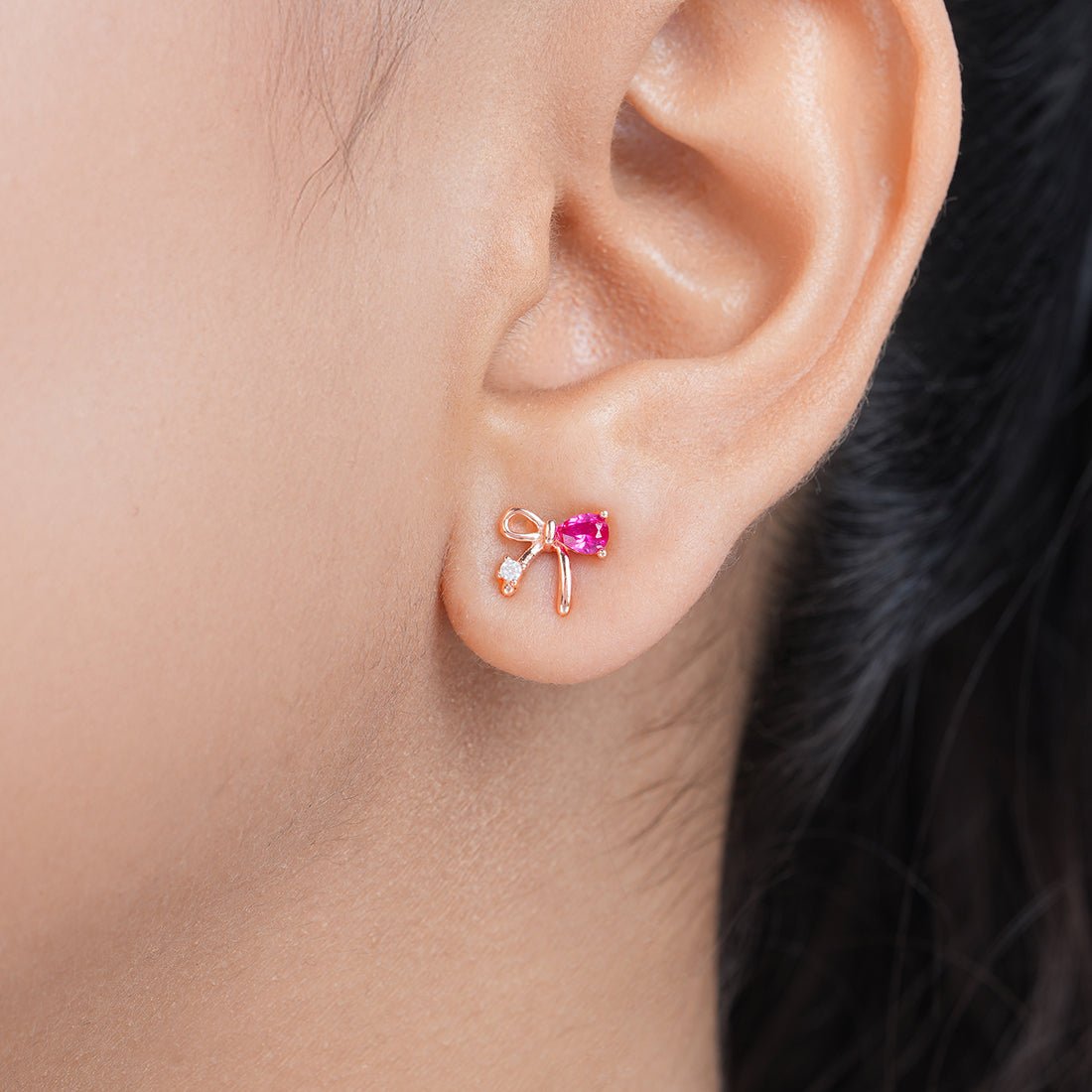 Bow Rose Gold Plated  Sterling Silver Earrings