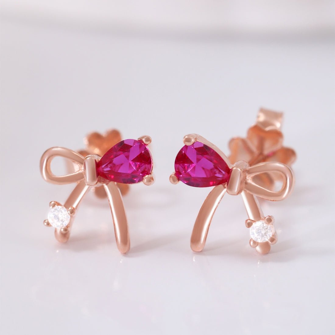 Bow Rose Gold Plated Sterling Silver Earrings - Image 2