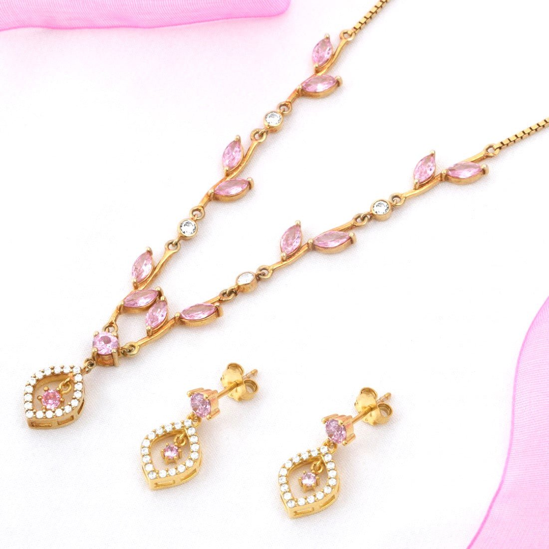 Glimmering Vines Gold Plated Sterling Silver Jewellery Set