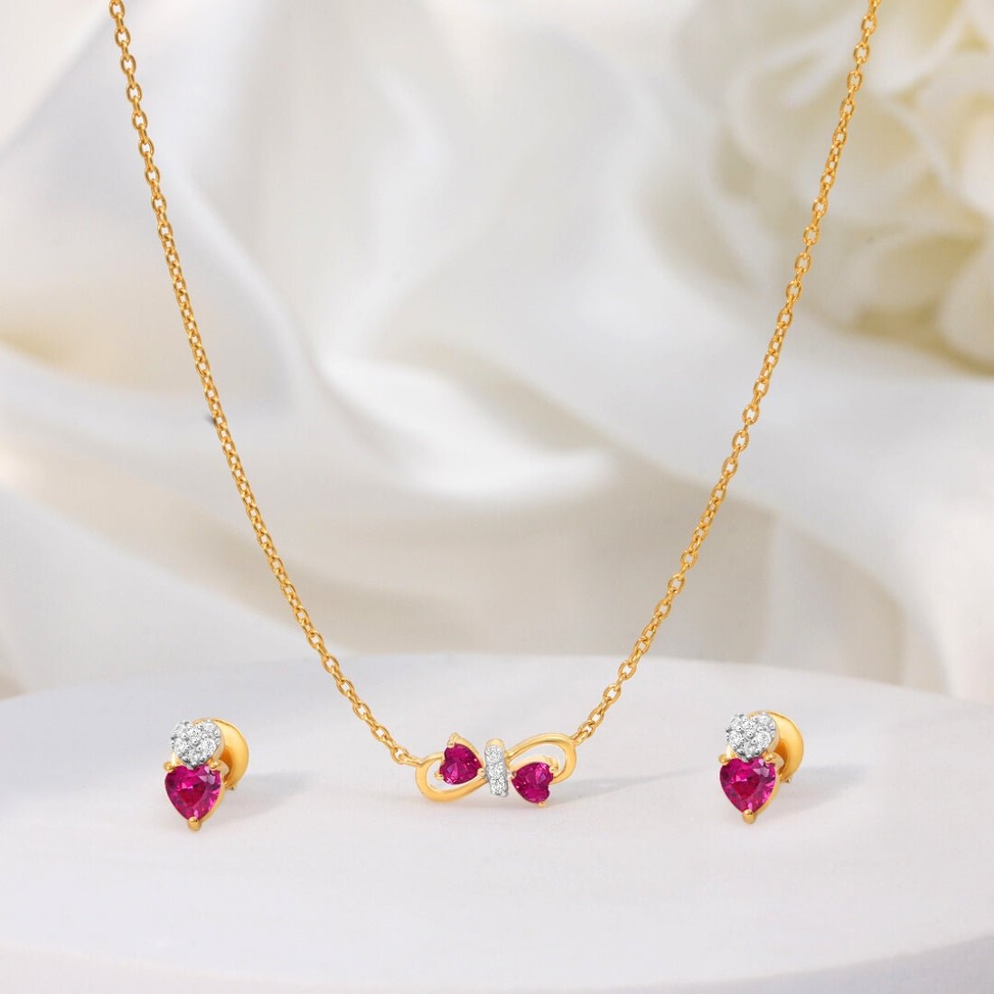 Fluttering Hearts Gold Plated Sterling Silver Jewellery Set