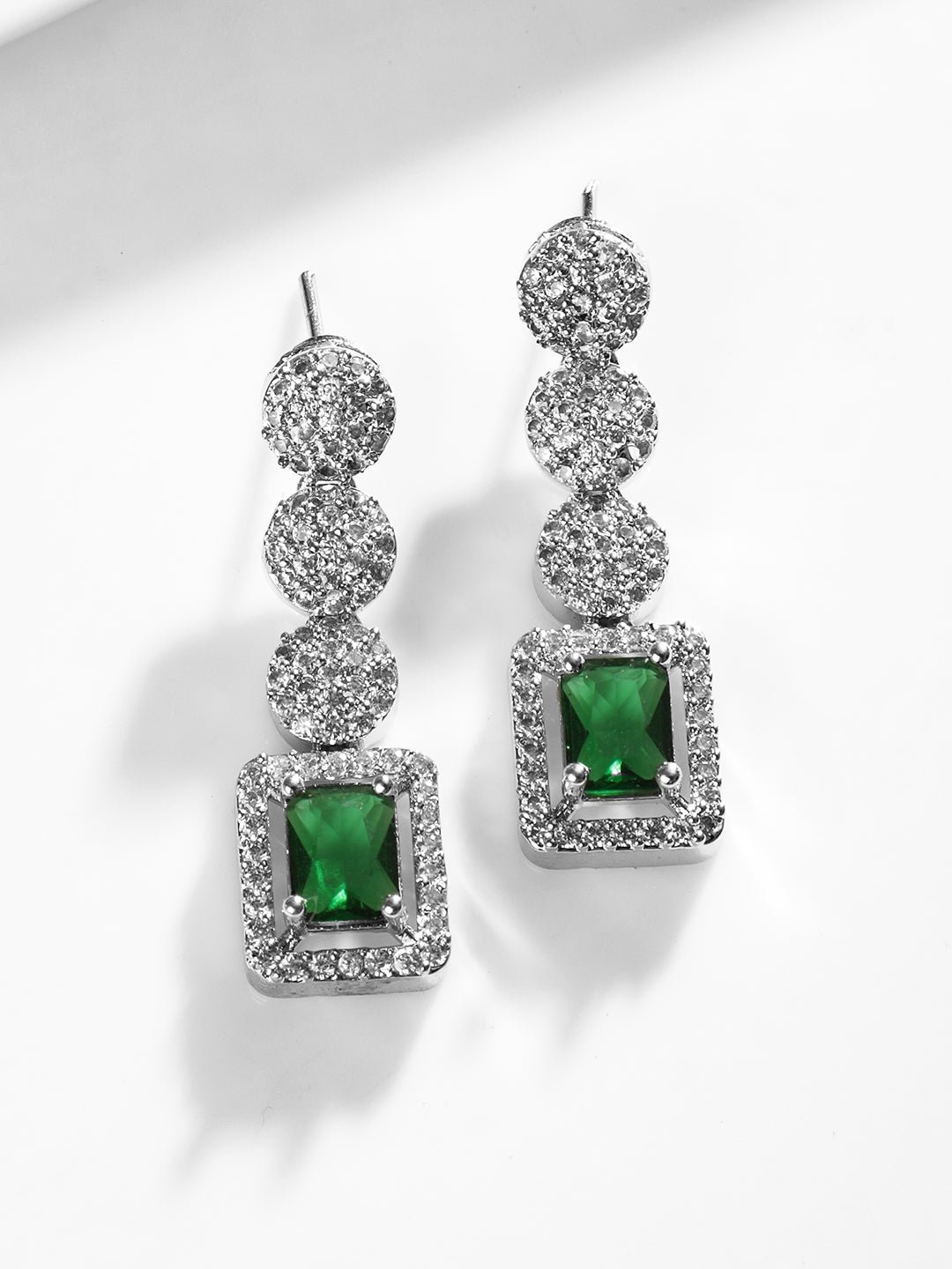 Emerald Cut Crystal & CZ Studded Jewellery Set - Image 4