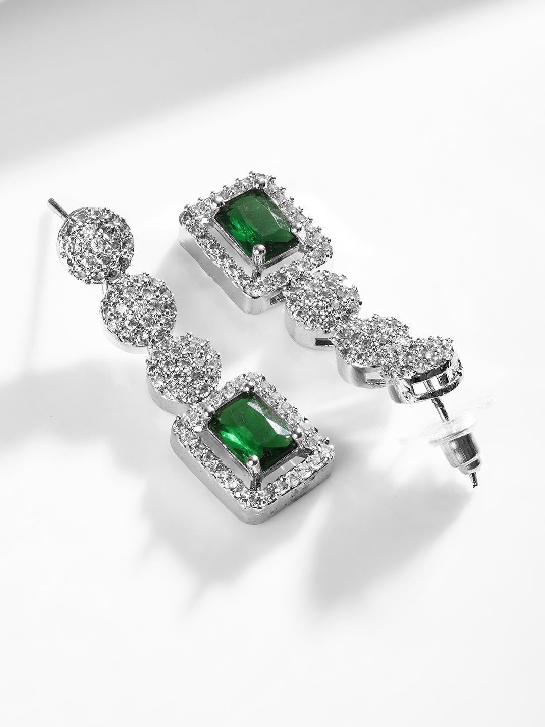 Emerald Cut Crystal & CZ Studded Jewellery Set - Image 5